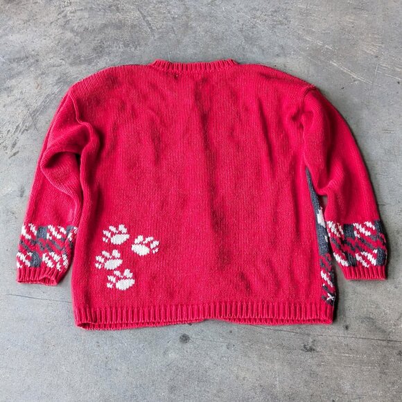 Vintage Cervelle Red Knit Doggie Cardigan Sweater medium - Picture 7 of 7